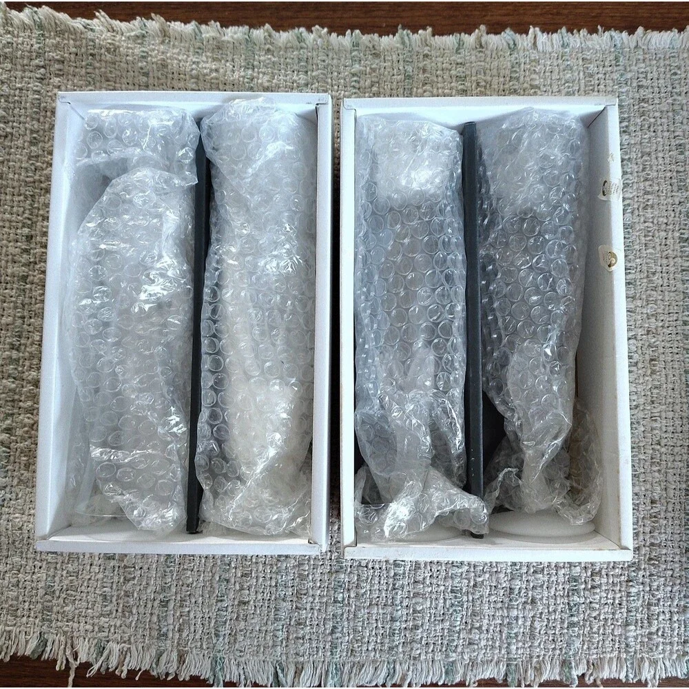 4 Sasaki Crystal Stemware  Wings Clear Flute Champagne Water Goblet w/Boxes